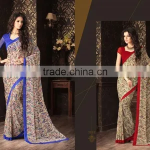 Designer Printed Chiffon Saree thumbnail-1