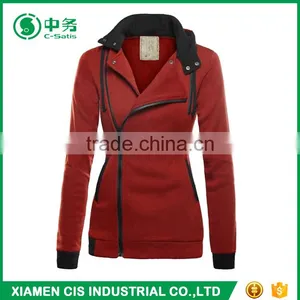 2017 Latest Fashion European Style Multi Color Women Winter Oblique Zipper Hoodie thumbnail-5