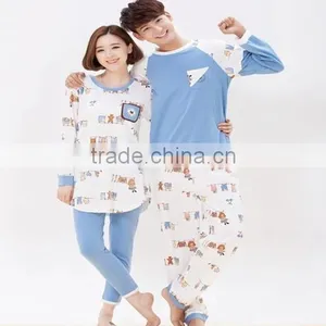 Custom Multi-styles Comfortable Lover Sleepwear Printed Casual Couple Pajamas thumbnail-2