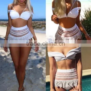 M737 D.Y Fashion 2016 Ladies Women White Lace Bikini Swimwear Beachwear thumbnail-2