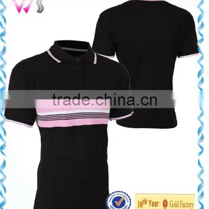 Black With Striped Pattern Latest Design Golf Polo Shirt for Men thumbnail-1