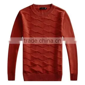The Dark Red Long Sleeve Knitting Pullover Casual Men Knitted Sweater thumbnail-1
