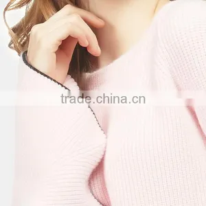 Winter New Fashion Wide Cuff Knitted Crewneck 100% Cotton Sweater With Wholesale Peice thumbnail-4