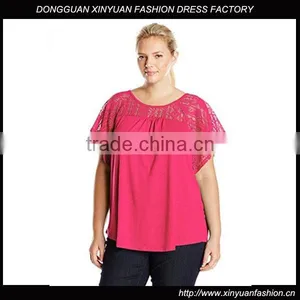 OEM Plus Size Women Clothing Ladies Plus Size Lace Tshirt thumbnail-1