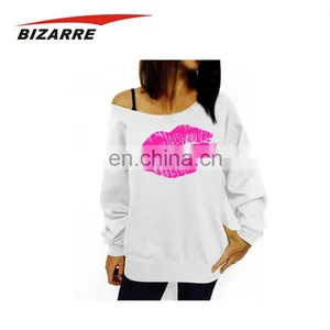 Ladies Long Sleeve Sublimation Printed Off Shoulder Hoodie thumbnail-1