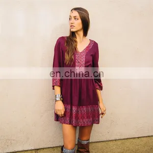 Ladies Casual Long Sleeve Montage Autumn Winter Dress thumbnail-5
