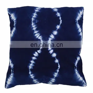Indigo Pillow Tie Dye Cushion Cover Shibori Pillow Case Indian Squre Pillow Home Decor thumbnail-1
