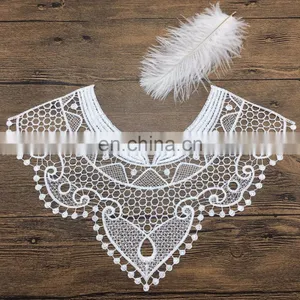 White Embroidery Collar Shiny Poly Lace for Wholesale Clothing thumbnail-1