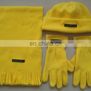 Polyester Winter Polar Fleece Glove/scarf/hat Set for Kids thumbnail-1