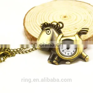 New Model Animal Hollow Horse Vintage Design Pocket Watch With Chain thumbnail-3