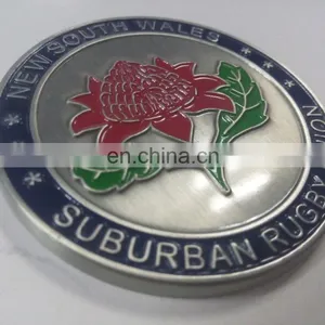 Personalized Design and Logo Zinc Alloy Casting Coin Antique Silver Commemorative Double-side Coin With Flower and Ear of Wheat thumbnail-2