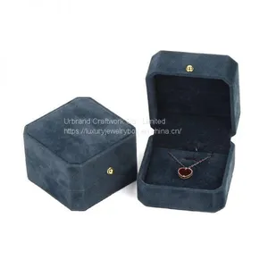 Wholesale Printed PU Leather Jewelry Boxes Stock Gift Ring Necklace Pendant Luxury Jewelry Packing Box Custom Logo. thumbnail-2