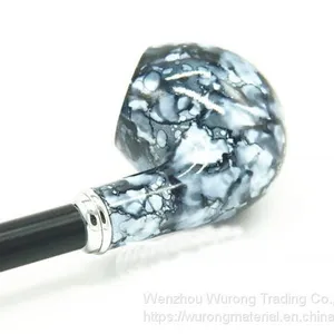 410mm Length Wooden Resin Long Tobacco Pipe With Small Blue and White Porcelain Head for Smoking thumbnail-3