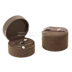 Bespoke Design Ring Necklace Packaging Luxury Round Velvet Jewelry Box With Logo thumbnail-1