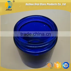 High Quality 3oz Blue Cylinder Glass Cream Jar thumbnail-3