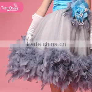 Luxury Feather Princess Flower Girls' Dresses for Beach Wedding Party Kids Gown thumbnail-4