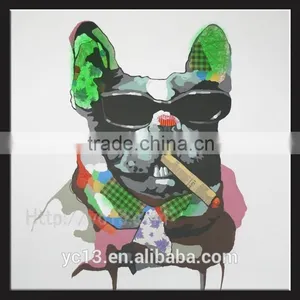 Smoking Dog Wall Art Decoration Modern Oil Painting thumbnail-1