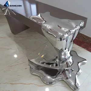 Liquid Stainless Steel Coffee Table - Mirror - Modern Interior Polished Water Ripple Design (sculpture Art Work) thumbnail-3