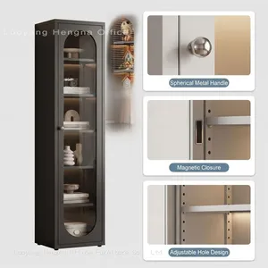 French Arch Steel Bookcase Wholesale, Cold Rolled Steel Frame, Tempered Glass Door, 15.75 x 13.8 Inches, Interior Design Project Supplier thumbnail-2