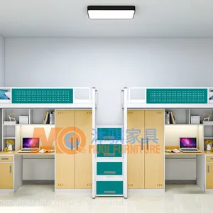 Multifunctional Metal Loft Bed With Desk, Wardrobe and Storage Staircase for Student Dormitory thumbnail-5