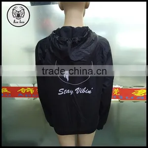 Mens Fashion Clothing Black Polyester Custom Prints Windbreaker thumbnail-2