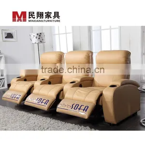 Home Theater Furniture, Blue Color Leather Home Theater Recliner Sofa thumbnail-1