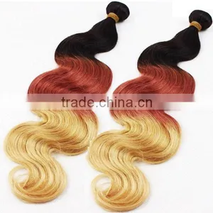 Double Wefts Unprocessed Wholesale Cheapest Brazilian 6a Virgin Hair Three Tone Virgin Brazilian Omber Weave Hair thumbnail-2