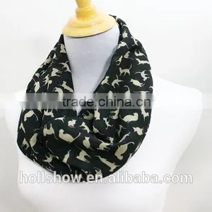Hot Sale Cat Printed Infinity Women Fashion Chiffon Scarf thumbnail-1