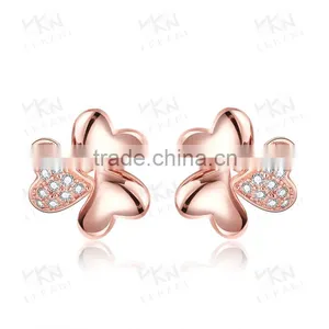 Clover Floswer White Gold Plated Crystal Jewelry Earring thumbnail-3