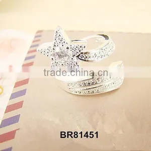 New Arrival Unisex Korea Jewelry Copper Plated With Silver Shape Star Series Ring With High Quality thumbnail-1