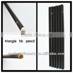 BSCI Stationery Factory Black Painting Triangle/triangular HB Pencil Unsharpened With White Pencil Top thumbnail-1
