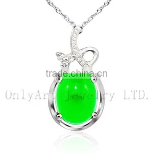 High Quality Special Design Jade Inlaid Sterling Silver Pendant thumbnail-3