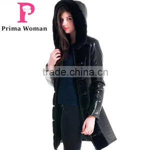 Used Long Winter Women Medium Length Coat With Mink Hat Overcoat thumbnail-3