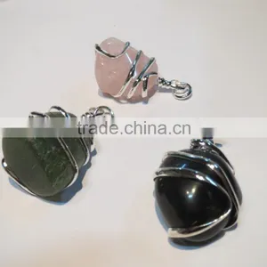 Assorted Tumble Wire Wrap Gemstone Pendant thumbnail-1