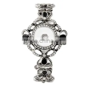2016 Vintage Full Crystal 18mm Ginger Snap Button Bracelet Woman Pulseras Snap Bracelets thumbnail-3