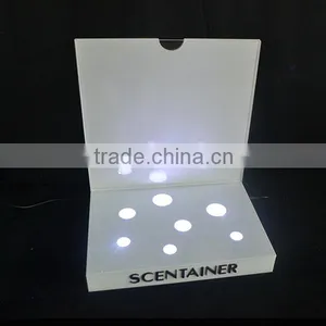 White Color Acrylic Cosmetic Displays, Make up Display Stand With Light thumbnail-6