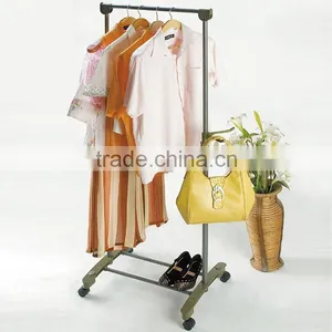 Modern Removable Steel Clothes Hanger Stand With Wheels thumbnail-1
