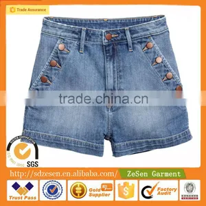 2016 Wholesale Women Short Denim Shorts Side Pockets With Buttons thumbnail-2