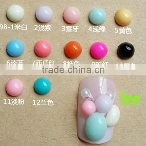 2015 New 5mm Candy Color Resin Beads Nail Flat Back Rhinestones Beautiful Resin Stone for Nails 3d Nail Art Decoration thumbnail-1