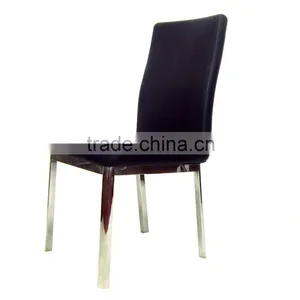 Black Color Leather Modern PU Metal Hotel Dining Chair thumbnail-1