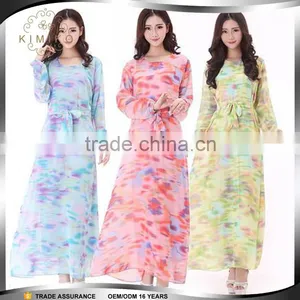 2015 Fahion Long Sleeve Chiffon Kaftan Abya Dresses thumbnail-1