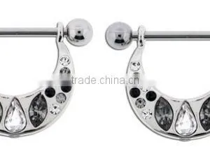 Clear Jeweled Nipple Ring Nipple Piercing Bars Jewelry thumbnail-1