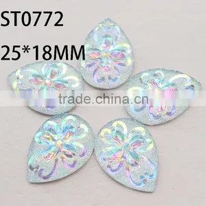 Flatback Gemstone Cabochon 18*25 mm Teardrop Sew On Crystal AB Rhinestone ,Earring Pendent Baeds thumbnail-3