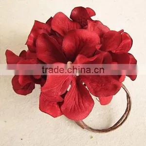 Artificial Flowers Red Fabric Poinsettia Napkin Ring thumbnail-2