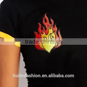 China Supplier Custom Made Women Tshirt Crew Neck Short Sleeve t Shirt With Flame Printing Quality Choice thumbnail-3