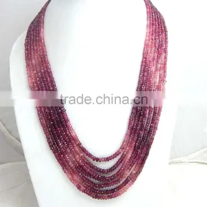 Natural Multi Tourmaline Roundel Faceted Beads thumbnail-2
