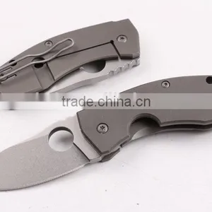 OEM D2 Blade Material Pocket Knife With Titanium Alloy Handle thumbnail-1