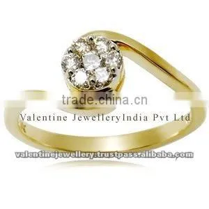 18k Yellow Gold Ring, Pressure Setting Ring, Indian Gold Jewelry thumbnail-1