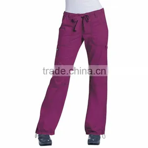 Two Pockets Elastic Waist Medical Scrub Pants With Self Fabric Drawstring thumbnail-1