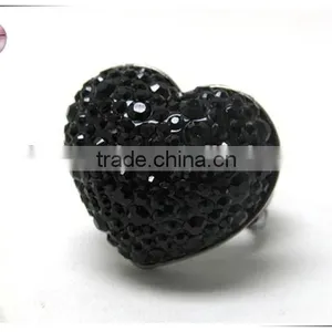 Crystal Stud Puffy Heart Stretch Ring thumbnail-1
